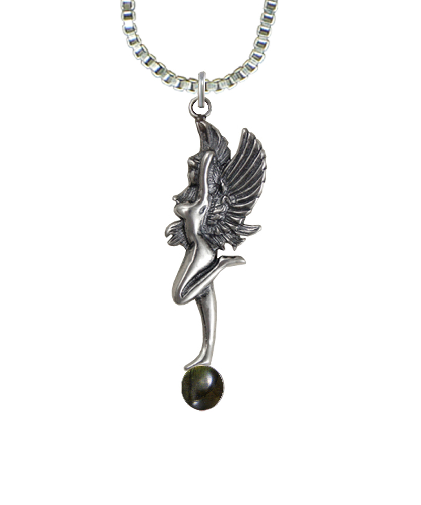 Sterling Silver Dancing Fairy Pendant With Spectrolite